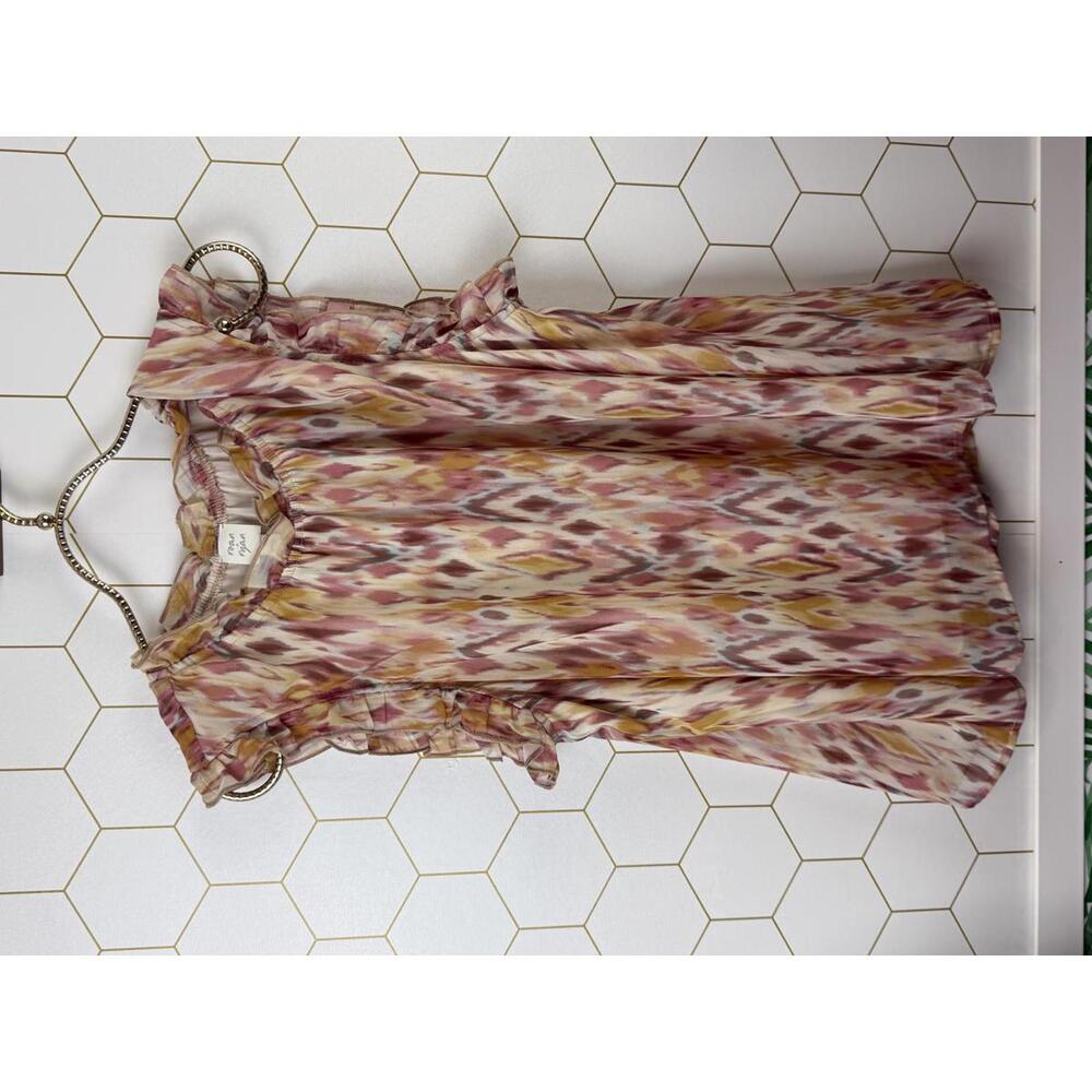 Roan + Ryan Beige and Pink Sleeveless Ruffle Sleeveless Top - Size - Small - Picture 5 of 5